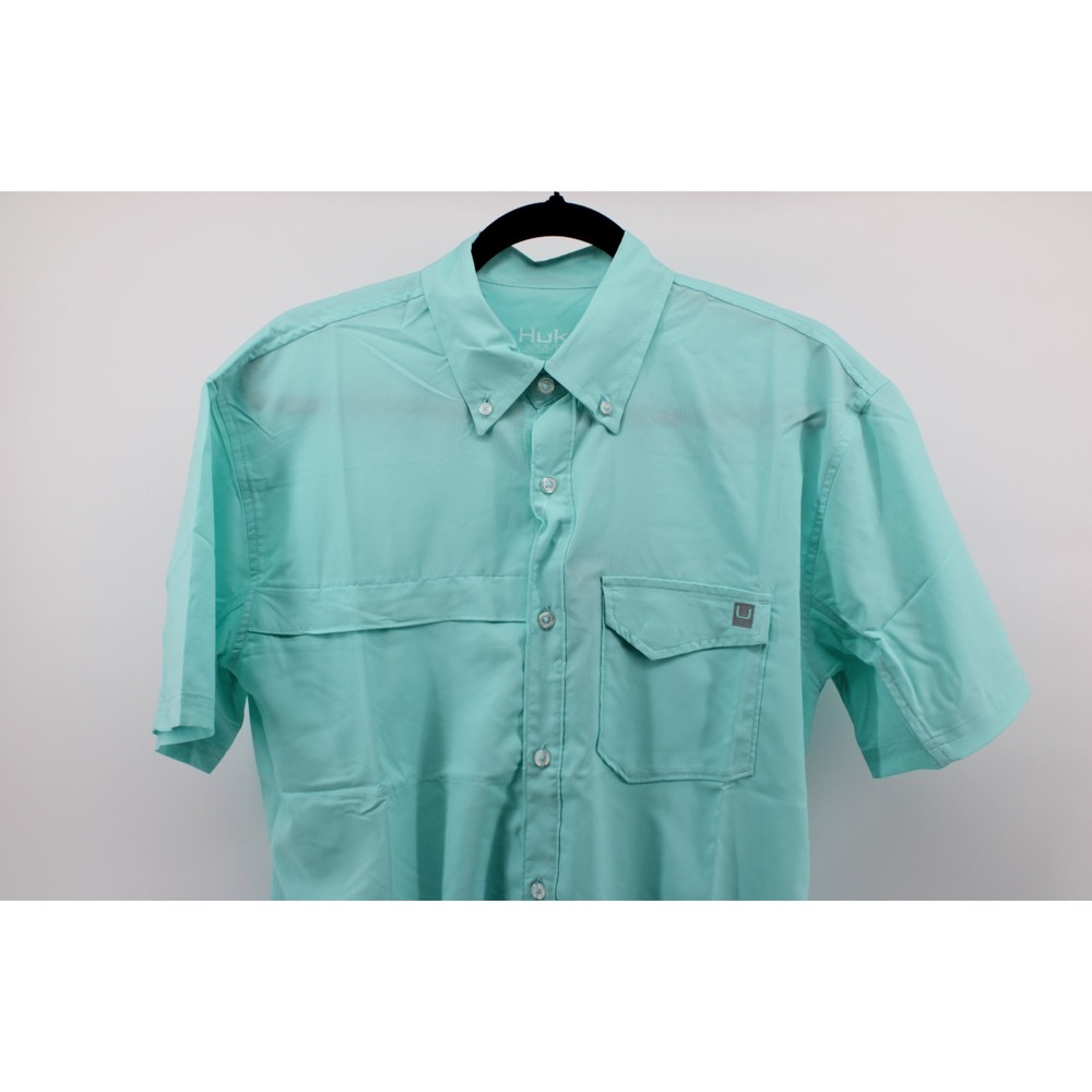 NEW HUK Men's‎ Size M Tide Point Short Sleeve Fishing Shirt, Quick Dry, UPF 30 - Picture 2 of 8
